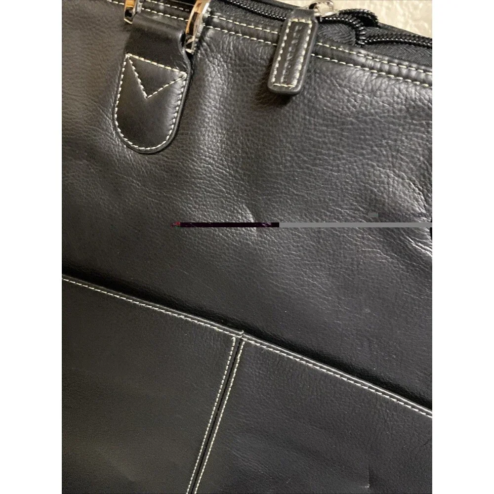 Levenger Black Leather Laptop Bag Messenger Unisex Brief Case